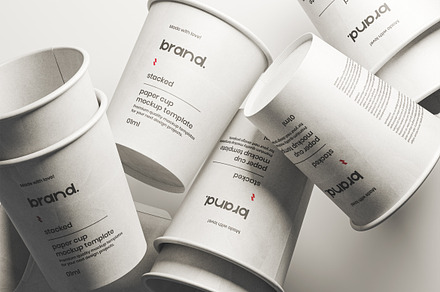 Scattered Paper Cups Mockup, a Cups & Container Mockup by Designer Dude