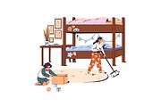 People cleaning home together set, a Person Illustration by PaperTrident (Thumbnail 4 of 9)