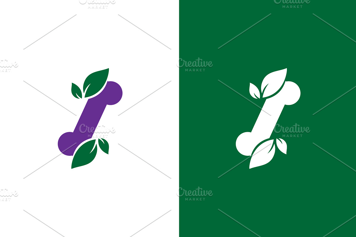 Vector bone and leaf logo, an Illustration by GraphiShop