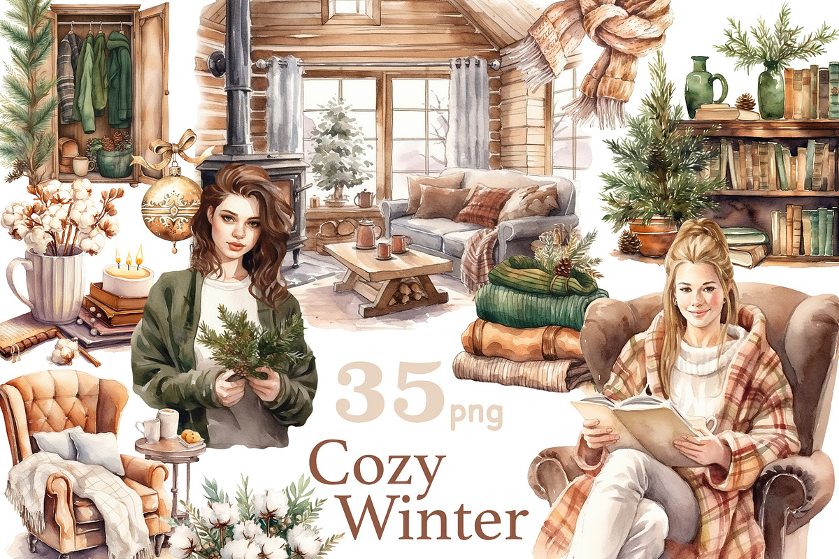 Cozy Winter Clipart Bundle, a Person Illustration by GlamArtZhanna (Photo 1 of 5)