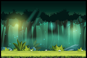 Seamless forest with mystical flower