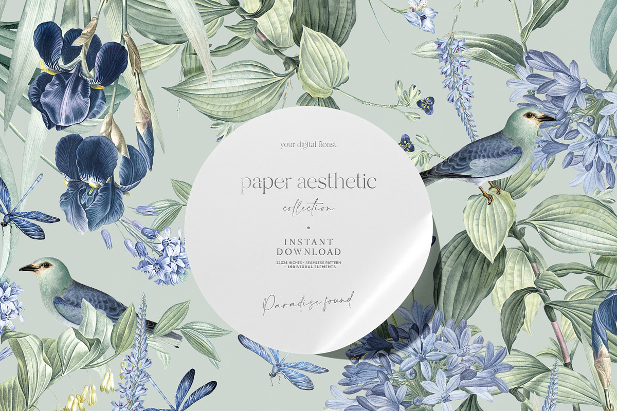Mint Floral Luxury Paper Pack, a Pattern Graphic by paper aesthetic (Photo 1 of 7)