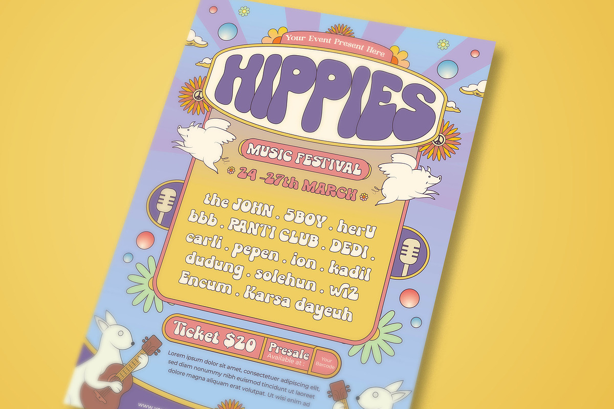 Hippies Music Festival Flyer, a Flyer Template by megarez (Photo 3 of 3)