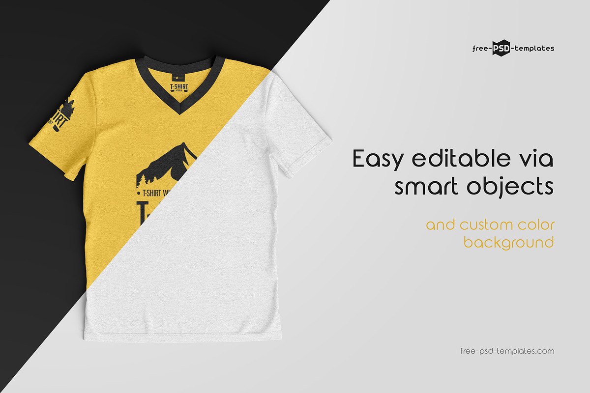 T-Shirts with V-Neck MockUp Set, a Shirt Mockup by Free-PSD-Templates (Photo 3 of 4)