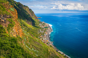 Seaside view with colorful cliffs, a Nature Photo by Alpine Dreams