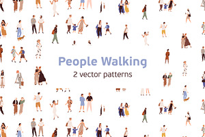 People Walking Seamless Patterns