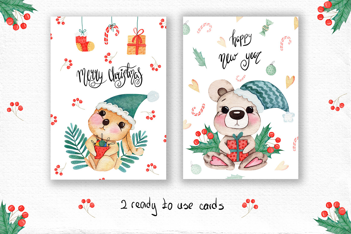 Watercolor Winter Friends, a Decorative Illustration by TanataDesign (Photo 6 of 10)