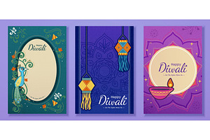 Colorful Diwali Template Set, a Poster Template by TotallypicRF