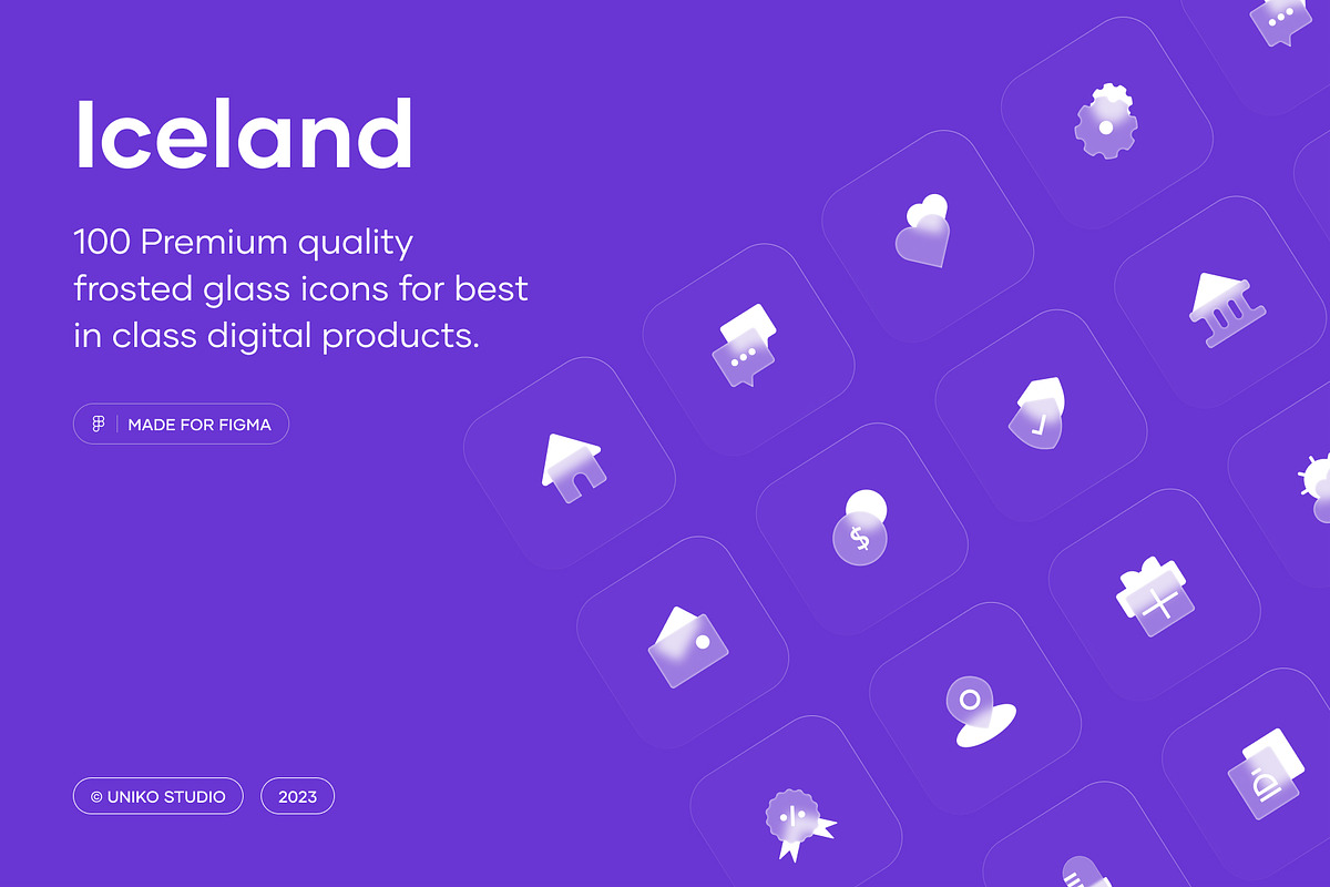 Iceland — Frosted Glass Icon Set, a Duotone Icon by Uniko Studio (Photo 1 of 9)