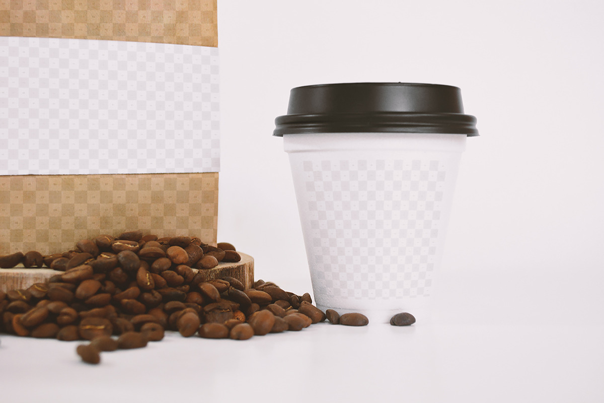 Coffee Bag and Sealed Cup Mockup, a Cups & Container Mockup by eamejia (Photo 2 of 2)