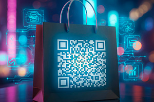 Shopping bag with QR, a Technology Photo by DanFLCreativo