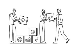 digital knowledge management vector, a Person Illustration by pikepicture
