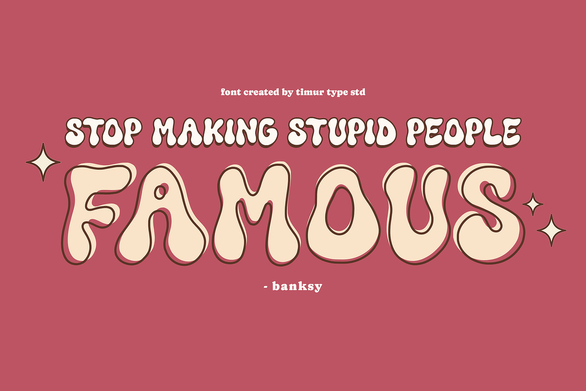 Funkie Retro - Groovy Display Font, a Handwritten Font by Timurtype (Photo 3 of 7)