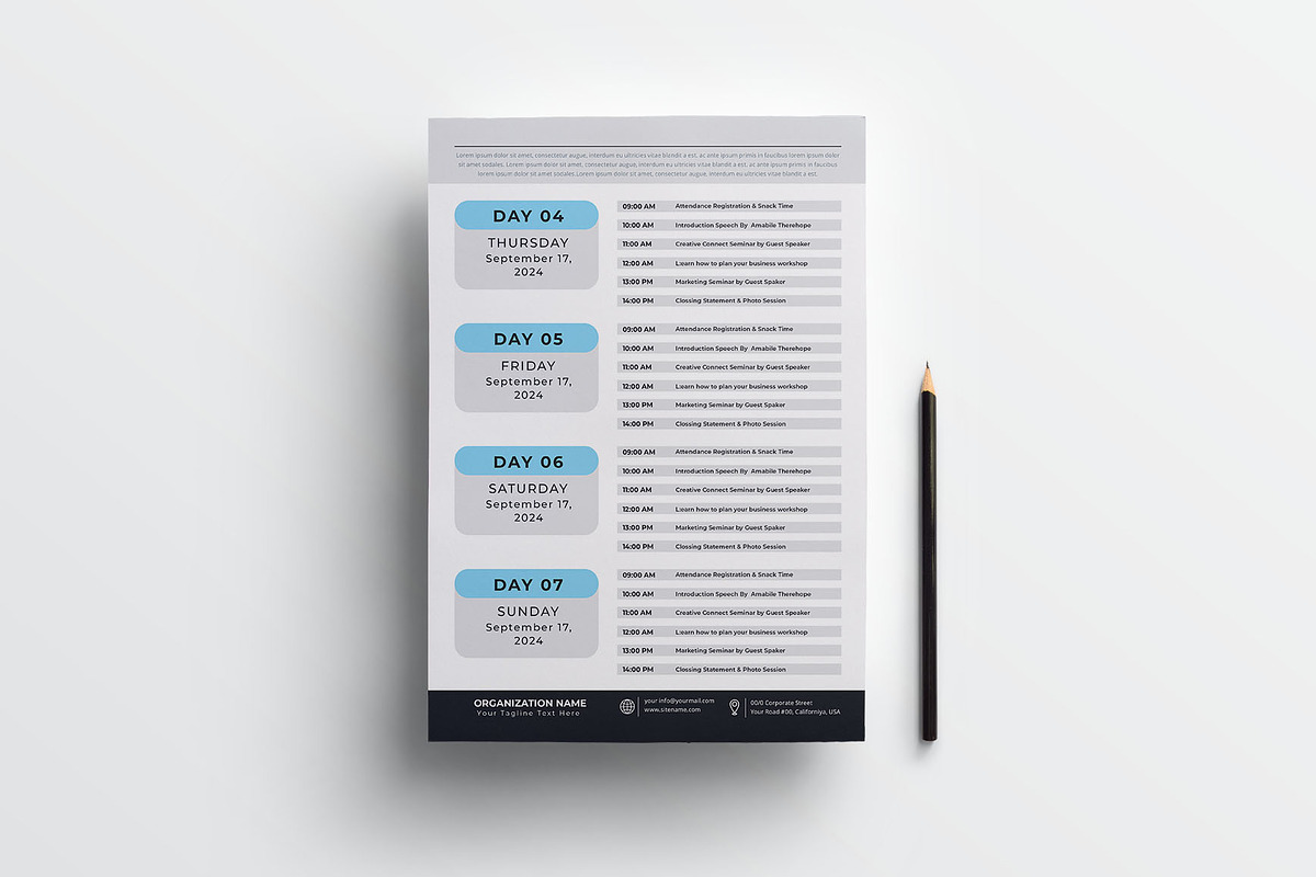 Event Schedule | MS Word & Indesign, a Flyer Template by obayes (Photo 4 of 4)