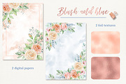 Blush and blue - watercolor clipart, a Decorative Illustration by long summer (Thumbnail 8 of 8)