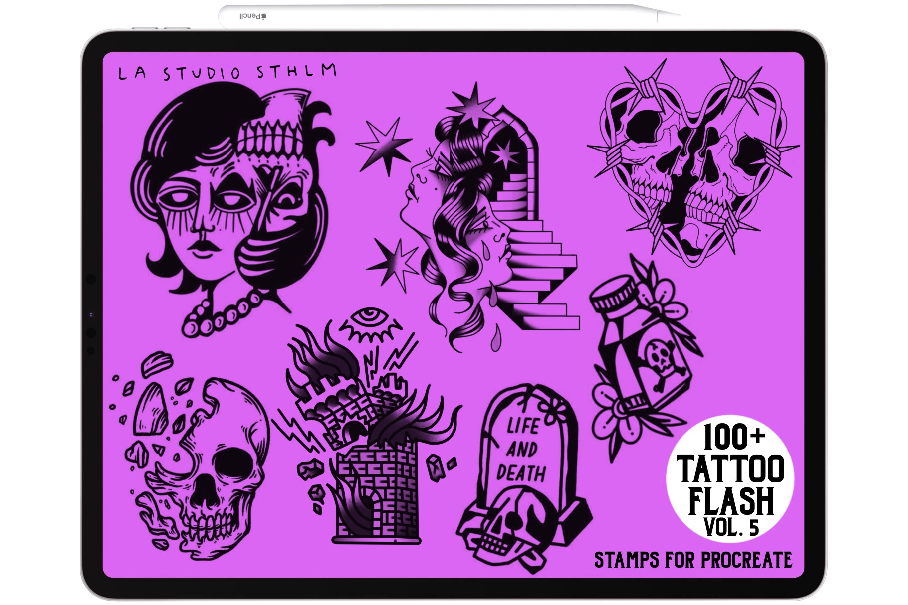 Tattoo Flash Vol. 5 - Procreate Stamp Set