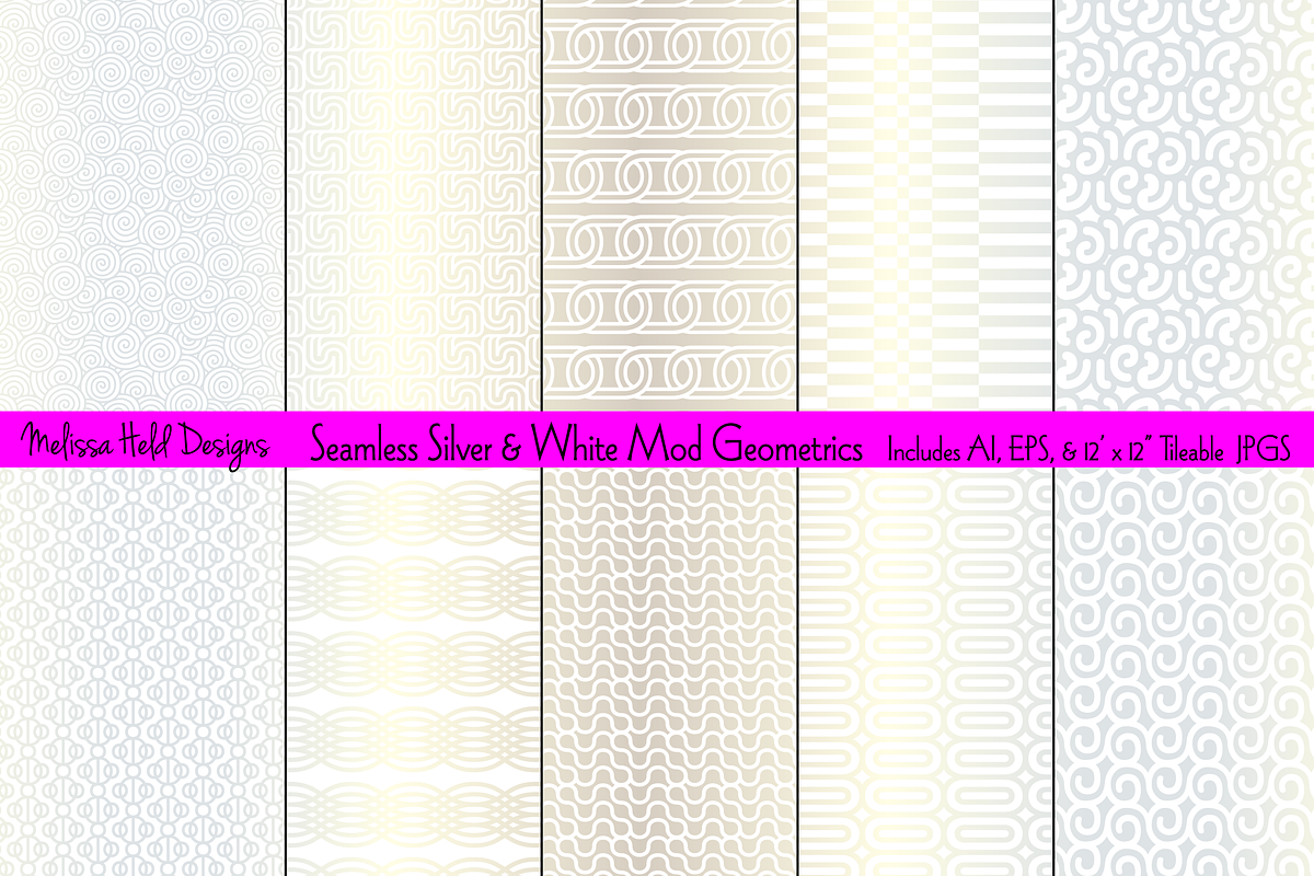 Seamless Silver White Mod Geometrics