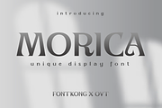 Morica - Unique Display Font, a Serif Font by overlaytemplates (Thumbnail 1 of 5)
