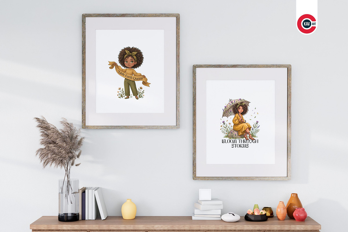 Cute Curly Hair Boho Afro Girls, a Person Illustration by C-Kav (Photo 9 of 14)
