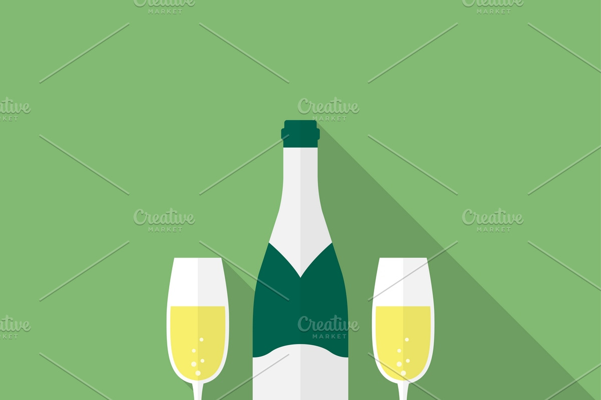 Bottle champagne and glasses