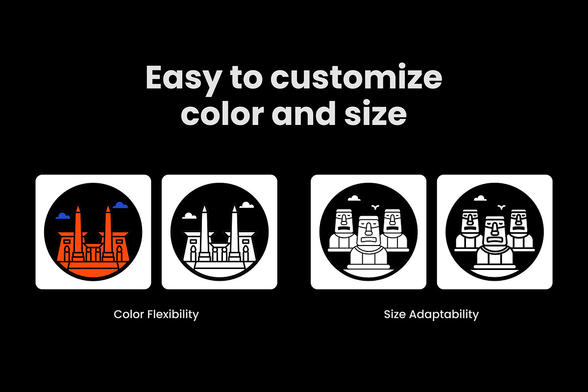 World Famous Landmarks Icons, a Solid Icon by Prosymbols (Photo 4 of 7)