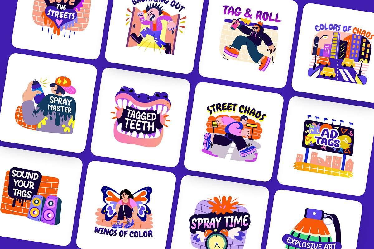 Graffiti Art Stickers Set, an Emoji Icon by Creative Stall (Photo 5 of 8)