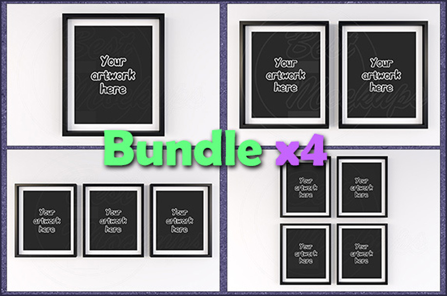 Mockup Matted Frames 8x10 BUNDLEx4, A Print Template By BestMockups