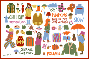 Hello Autumn Vector Set, a Seasonal Illustration by Francesca.Cadei Shop (Thumbnail 2 of 12)