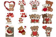 Teddy Bear Love Clipart, an Illustration by DreamArtGraphic (Thumbnail 4 of 4)