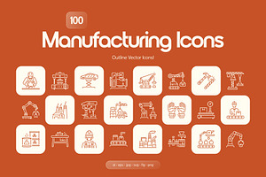 Manufacturing Icon Set, an Outline Icon by Prosymbols
