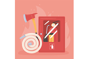 fire extinguisher hose and axe, an Object Illustration by studiogstock