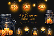 Halloween String Light PNG Overlays, an Object Graphic by PixelJungle (Thumbnail 1 of 6)