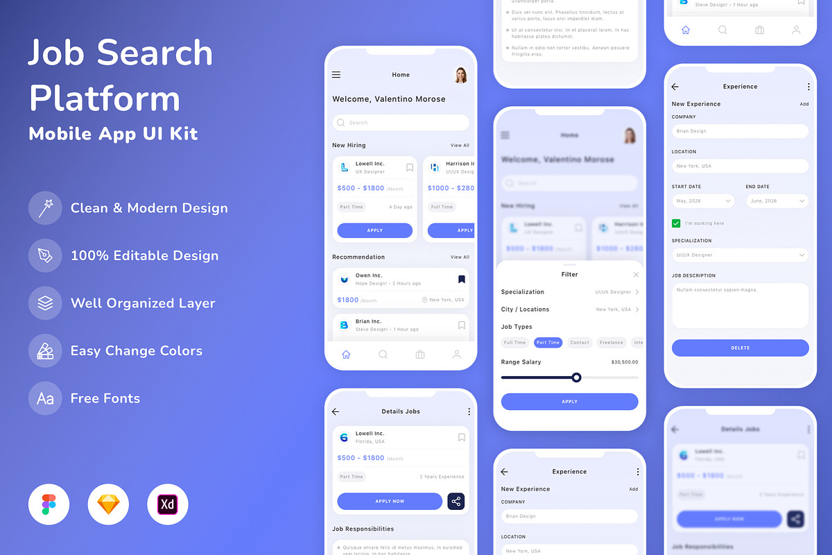 Job Search Platform App UI Kit, an UI Kit Template by Betush (Photo 1 of 3)