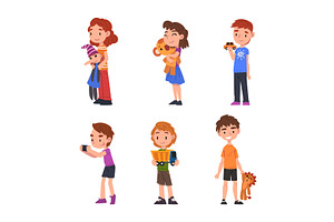 Little Boy and Girl Holding, a Person Illustration by TopVectors