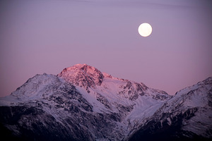 Moon Rising Over Mountains, a Nature Photo by THP Creative