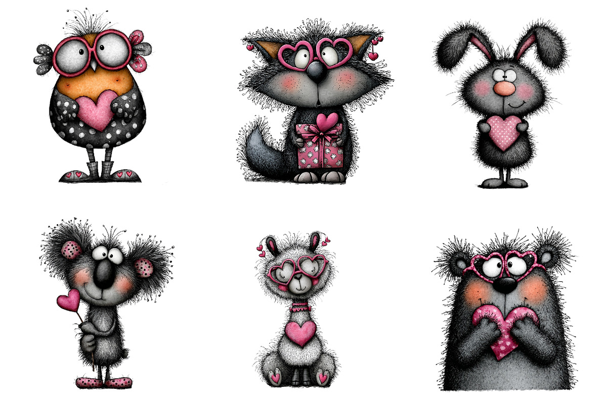 Valentine Animals Clipart, an Illustration by CreationArt (Photo 2 of 6)