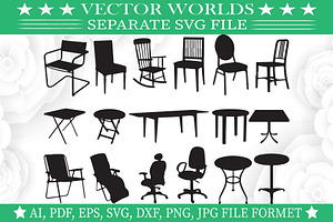 Chair And Table Svg, Chair,Table Svg, an Object Graphic by VectorWorlds