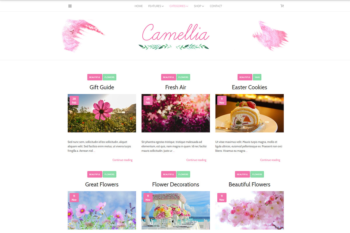 Camellia Minimal WordPress Blog, a WordPress Template by cwsthemes (Photo 1 of 2)