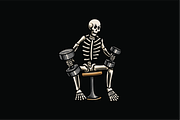 Skeleton Lifting Dumbbells, an Object Illustration by nomlimo.com (Thumbnail 1 of 3)