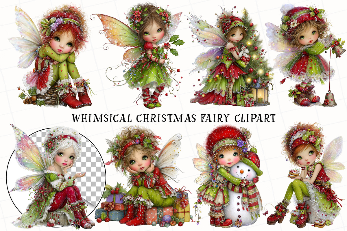 Whimsical Christmas Fairy Clipart, an Illustration by OK Design (Photo 2 of 6)