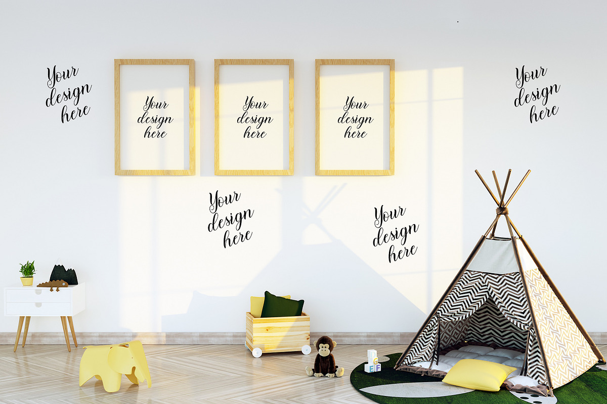 Nursery frame and wall mockup bundle, a Print Template by MockupMarket (Photo 11 of 14)