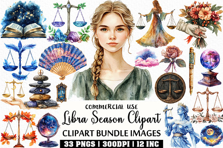 Watercolor Libra Season Clipart