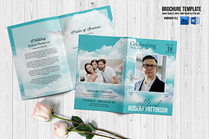 Blue Sky Funeral Program Template, a Brochure Template by retrographix