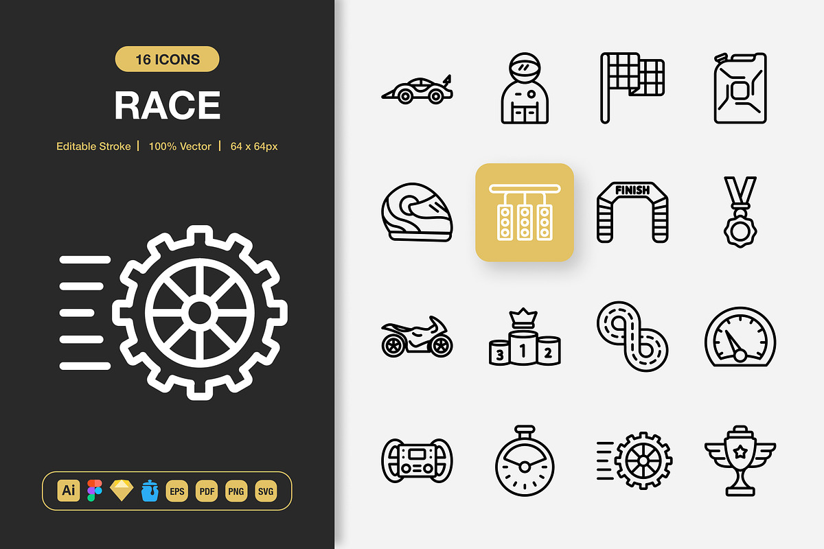 Race Icons, an Outline Icon by Spacepixel Creative