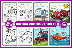 Vroom Vroom Vehicles Coloring Pages, a Decorative Illustration by Coco Bloom