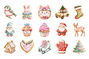 Watercolor Christmas Cookies PNG, an Illustration by SinaCreation (Thumbnail 2 of 7)