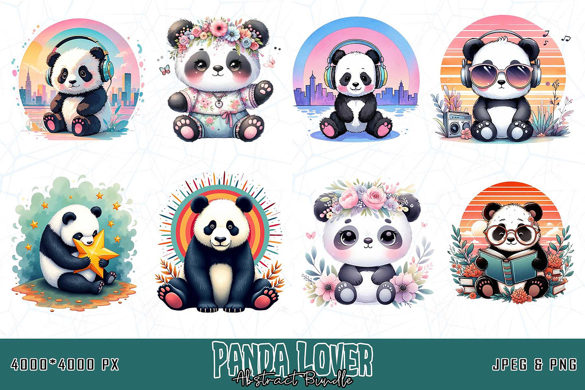 Panda Lover T-shirt Design Bundle, an Illustration by Sofia's Fashion (Photo 3 of 3)