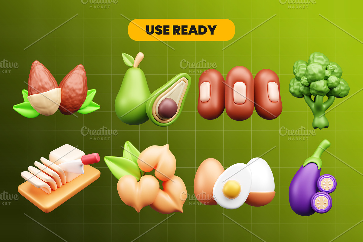 Nutrition Food 3d Icon Pack, an Object 3D Model by Ui Stock (Photo 4 of 6)