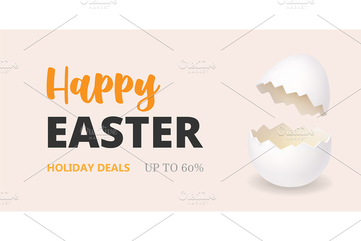 Happy Easter holiday deals banner, an Object Illustration by GraphiShop