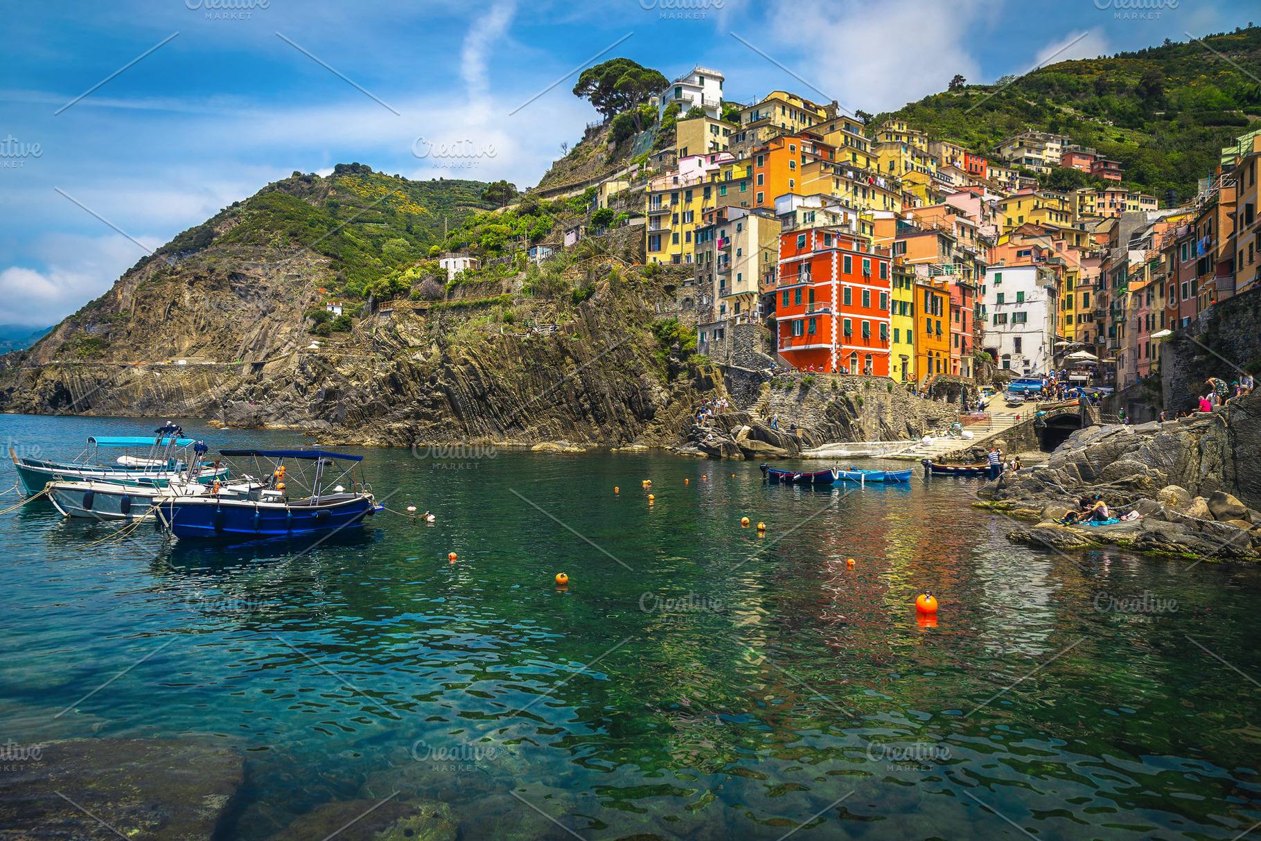 Colorful waterfront houses, Italy, an Architecture Photo by Alpine Dreams